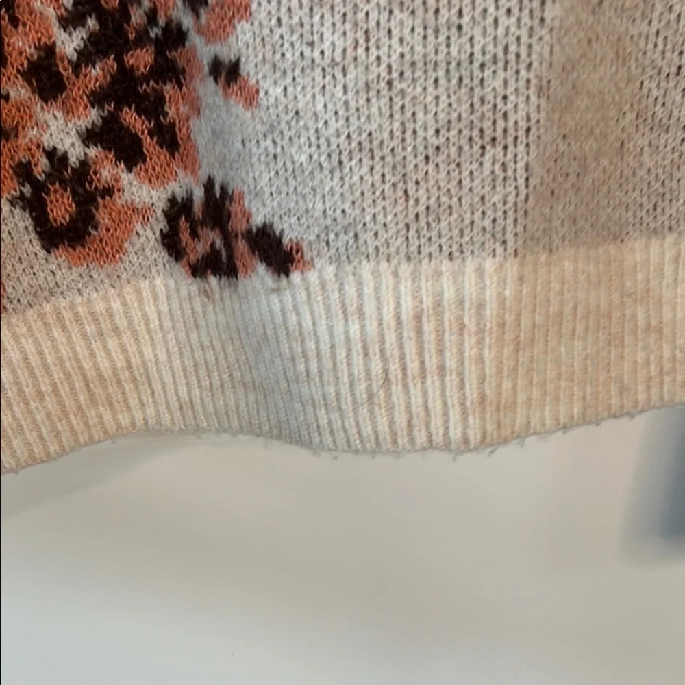 Knox Rose Cream, Brown and Rose Crew Neck Sweater with Contemporary Design - Picture 4 of 6